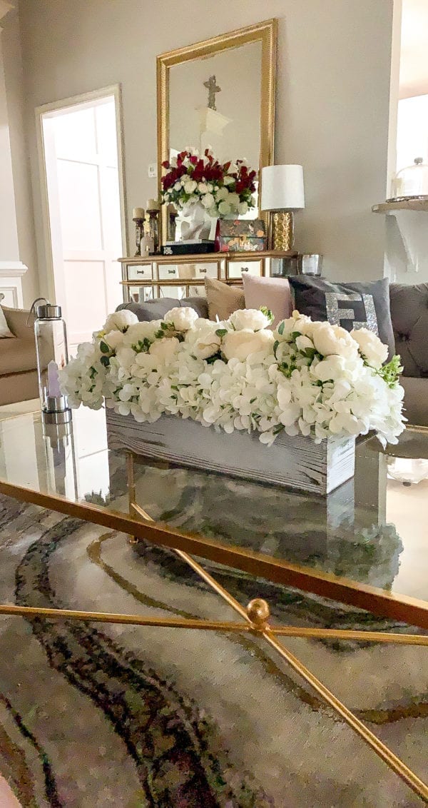 White Hydrangea and Peony arrangement