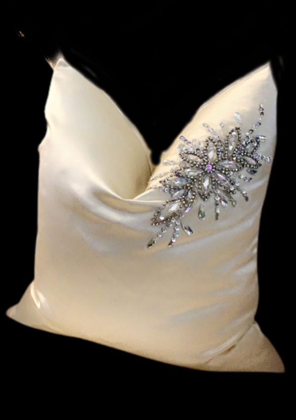 Rhinestone embellished throw pillow 22x22